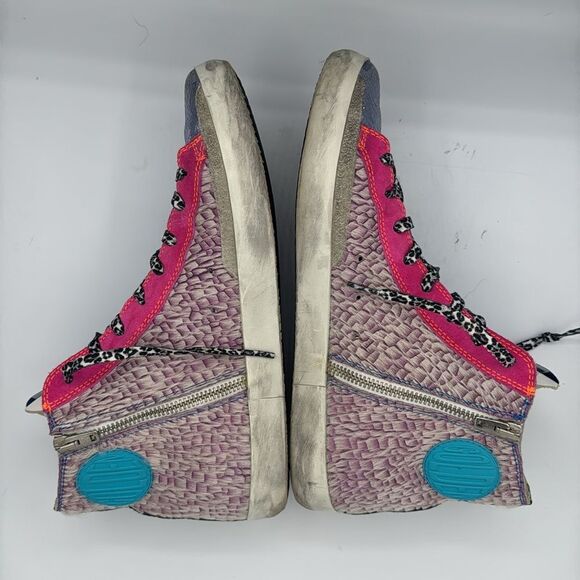 Golden Goose Pink Tye Die Ponyhair High Top Sneakers EU 41/ US 11 Pride - Picture 9 of 13